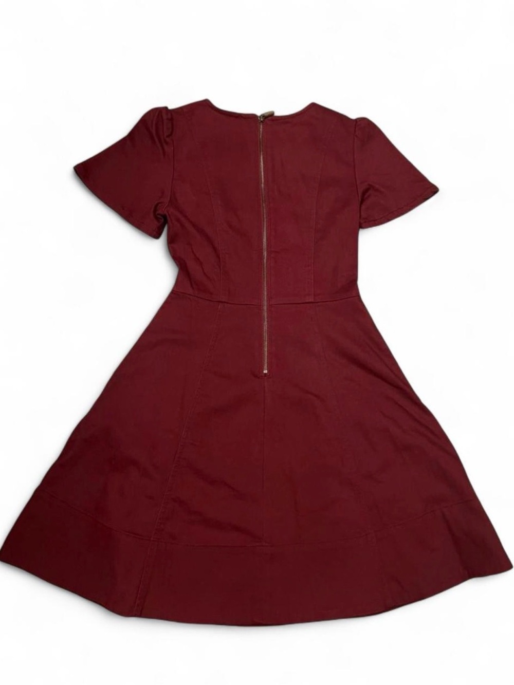 Draper James Burgundy Fit-and-Flare Midi Dress - Picture 2 of 8